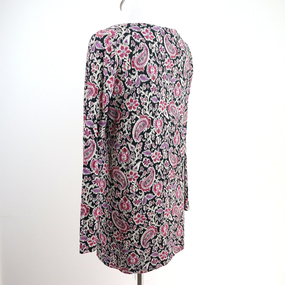 J Jill Size XS Wearever Collection Tunic Long Sleeve Black Pink Floral - Picture 3 of 9